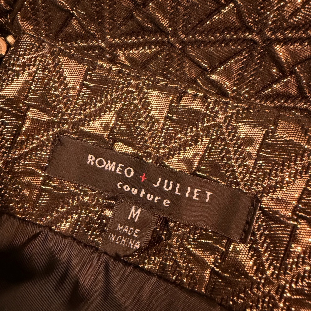 Romeo & Juliet Couture Metallic Brocade Mini Skirt Women’s Size M - Picture 5 of 7
